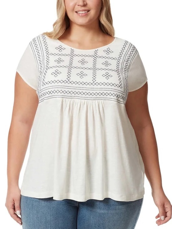 Gloria Vanderbilt Tops - Gloria Vanderbilt Peasant Tunic Top Embroidered Blue White size Womens Large
